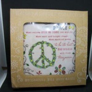 Peace Decorative Tile with easel New
